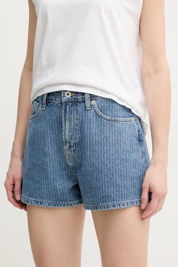Rifľové krátke nohavice Pepe Jeans A-LINE SHORT HW SUZIE dámske, vzorované, vysoký pás, PL801111ID1