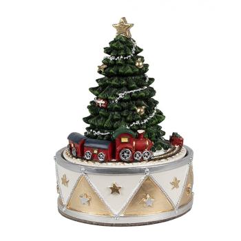 Natahovací hrací skříňka stromek s vláčkem Christmas Tree - Ø 11*15 cm 6PR5099