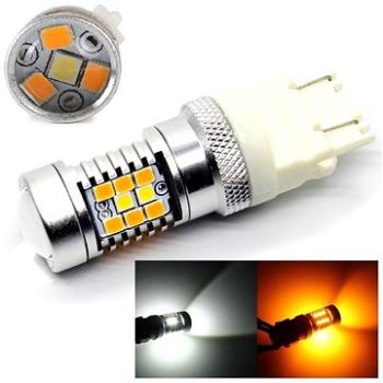 Rabel P27/7W 3157 dual color 28 smd 2835 oranžova bila s čočkou USA  (442)