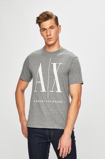 Bavlněné tričko Armani Exchange šedá barva, s potiskem, 8NZTPA ZJH4Z NOS