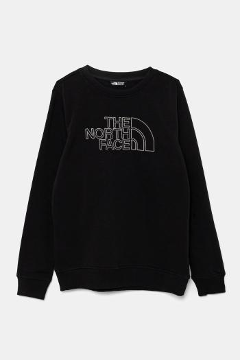 Detská mikina The North Face DREW PEAK LIGHT CREW čierna farba, s nášivkou, NF0A8AXXJK31