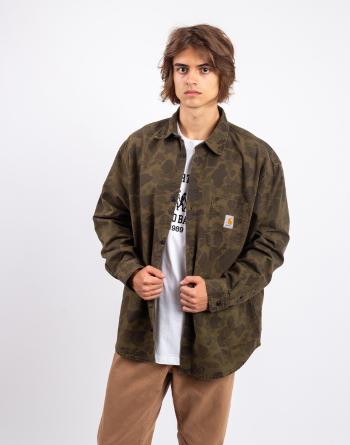 Carhartt WIP L/S Duck Shirt Camo Duck, Green / Office Green M