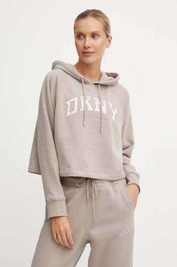 Mikina Dkny dámská, hnědá barva, hladká, DP4T9811