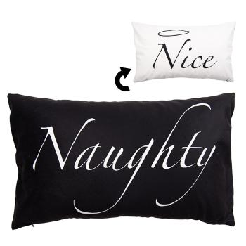 Bílo-černý povlak na polštář Naughty a Nice z Black&White X-Mas - 30*50 cm BWX36-2