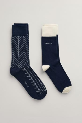 PONOŽKY GANT HERRINGBONE PATTERN SOCKS 2-PACK EVENING BLUE