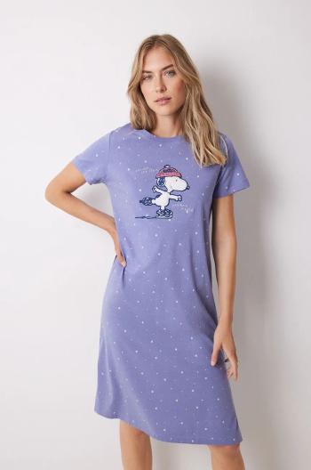 Bavlněná noční košile women'secret SNOOPY fialová barva, 4448055