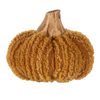 Oranžová textilní dekorace dýně Pumpkin - Ø  9*8 cm 65244