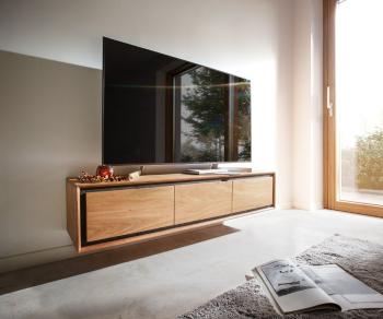 TV stolek Stonegrace 145 cm akácie přírodní 3 dvířka kamenná