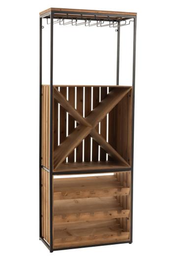 Černá kovovo-dřevěná barová skříň na skleničky a láhve vína Vine Cabinet - 60*30*160 cm 10547