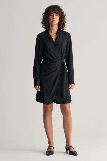 ŠATY GANT SLIM WRAP SHIRT DRESS BLACK