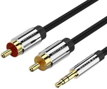 Audio kábel Vention 3,5mm Jack Male to 2x RCA Male Audio Cable 1m Black Metal Type