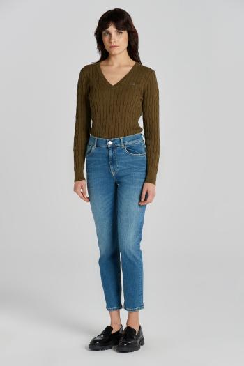 DŽÍNY GANT CROPPED SLIM JEANS MID BLUE WORN IN