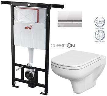 ALCADRAIN Jádromodul předstěnový instalační systém s chromovým tlačítkem M1721 + WC CERSANIT CLEANON COLOUR + SEDÁTKO AM102/1120 M1721 CN1