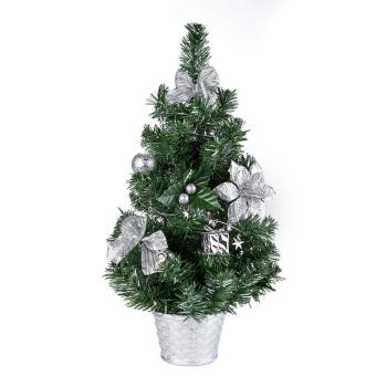 Vánoční stromek zdobený POINSETTIA 50 cm, stříbrná