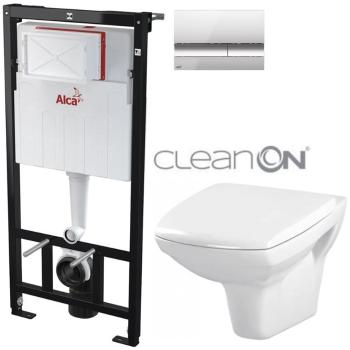 ALCADRAIN Sádromodul předstěnový instalační systém s chromovým tlačítkem M1721 + WC CERSANIT CLEANON CARINA  + SEDÁTKO AM101/1120 M1721 CA1