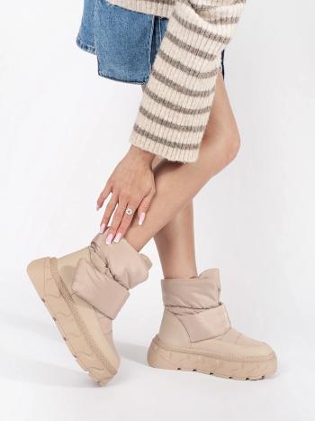 Pohodlné béžové dámske snežnice na platforme