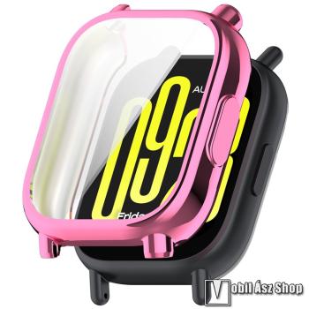 Xiaomi Redmi Watch 5 Lite, Okosóra szilikontok, Szilikon előlapvédő is, Galvanizált, Rózsaszín