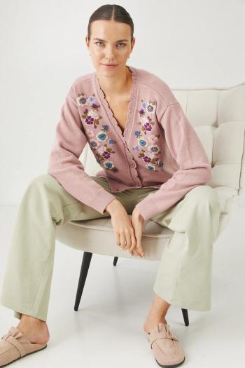 Kardigán s prímesou vlny Medicine dámsky, ružová farba, tenký