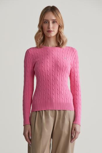 SVETR GANT STRETCH COTTON CABLE C-NECK CANDY PINK