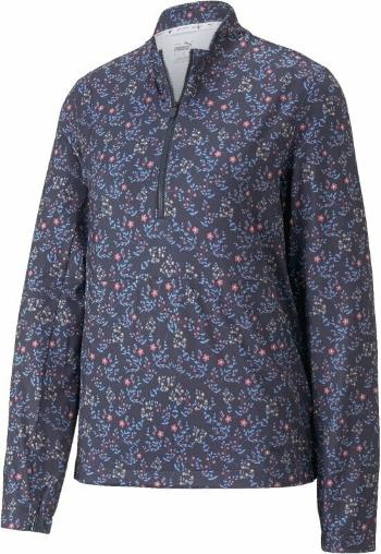 Puma Micro Floral Cloudspun 1/4 Zip Navy Blazer L Sweatshirt