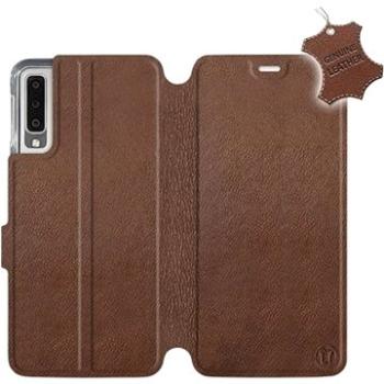 Flip pouzdro na mobil Samsung Galaxy A7 2018 - Hnědé - kožené -  Brown Leather (5903226497874)