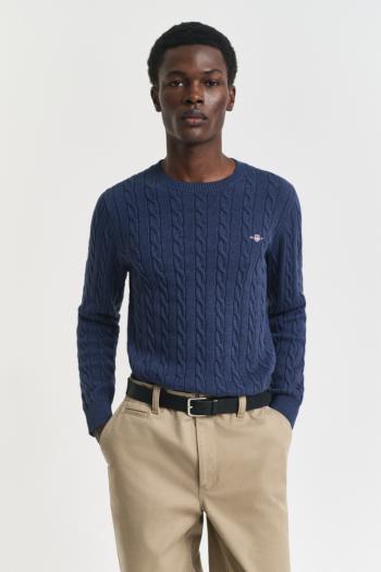 SVETR GANT COTTON CABLE C-NECK DARK JEANSBLUE MELANGE