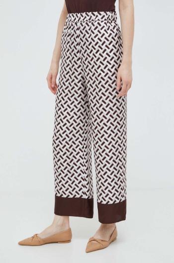 Hedvábné kalhoty Max Mara Leisure široké, high waist, 2416131017600