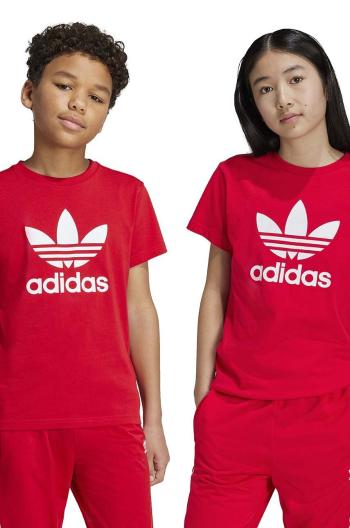 Dětské bavlněné tričko adidas Originals TREFOIL TEE červená barva, s potiskem, IY7423