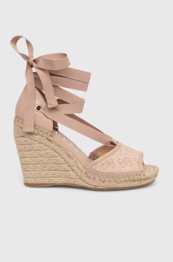 Espadrilky Guess DIANDRA dámské, béžová barva, na klínku, FLGDIR FAL04