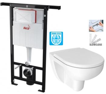 ALCADRAIN Jádromodul předstěnový instalační systém bez tlačítka + WC JIKA LYRA PLUS RIMLESS + SEDÁTKO DURAPLAST SLOWCLOSE AM102/1120 X LY2