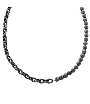 Armani Exchange Módní pánský náhrdelník s korálky hematitu AXG0150060