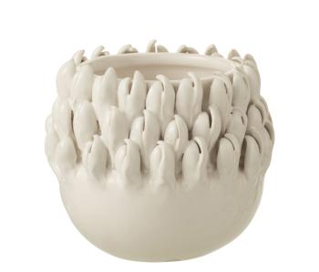 Krémový keramický obal na květináč Ibiza white - Ø 13*12cm 13001