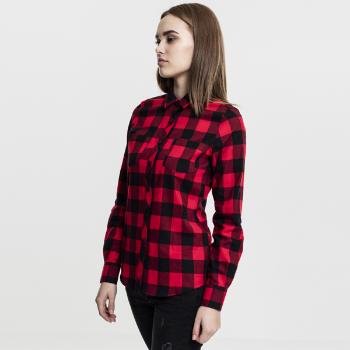 Dámská košile Urban Classics Ladies Turnup Checked Flanell Shirt blk/red - XS