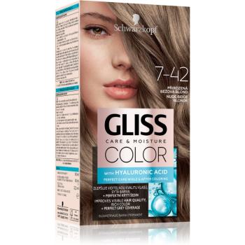 Schwarzkopf Gliss Color permanentní barva na vlasy odstín 7-42 Přirozená béžová blond 1 ks