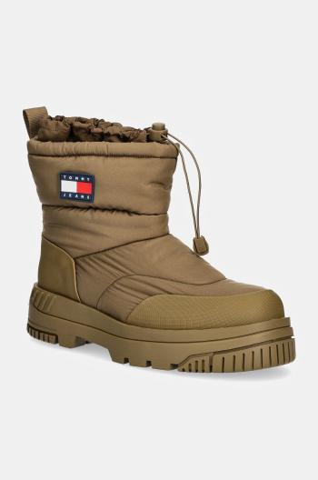 Sněhule Tommy Jeans TJM SNOW BOOT zelená barva, EM0EM01449