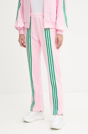 Tepláky adidas Originals 70s Velour Track Pant růžová barva, vzorované, JN8289