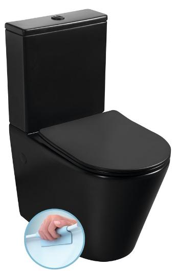 SAPHO - PACO RIMLESS WC kombi, spodný/zadný odpad, čierna mat PC1012WRB