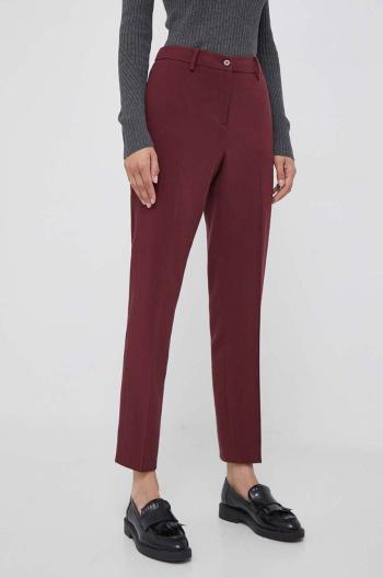 Kalhoty Dkny dámské, vínová barva, jednoduché, high waist