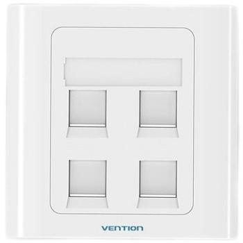 Vention 4 Port Keystone RJ-45 Jack Wall Plate White 86 Type (IFCW0)