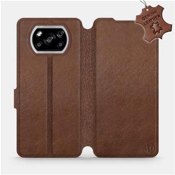 Flipové pouzdro na mobil Xiaomi POCO X3 NFC - Hnědé - kožené -  Brown Leather (5903516393282)