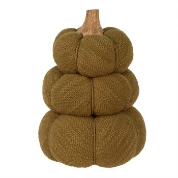 Zelená 3-patrová látková dekorace dýně Pumpkin - Ø 13*18 cm  65432