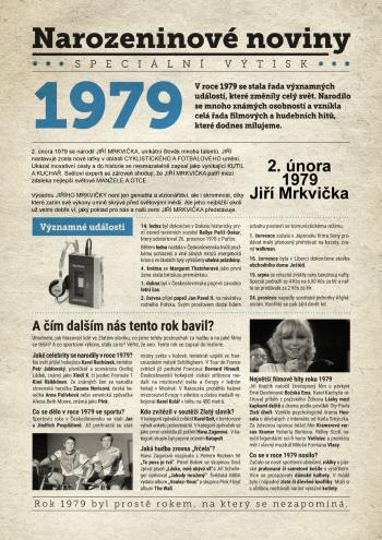 Narozeninové noviny 1979 s vlastním textem a fotografií, S textem