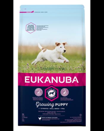 EUKANUBA Growing Puppy Small Breed Hrana uscata pentru catei de talie mica, bogat în pui proaspat 2kg
