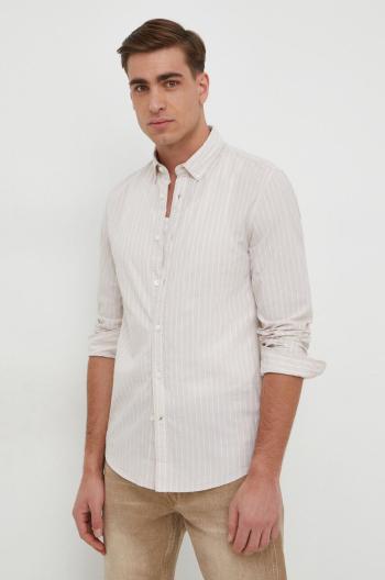 Košile Pepe Jeans PETER béžová barva, regular, s límečkem button-down, PM308269