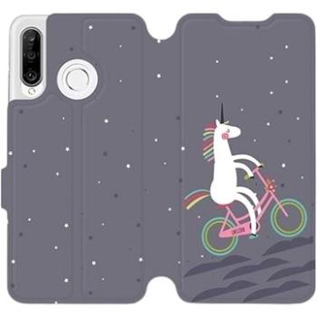 Flipové pouzdro na mobil Huawei P30 Lite - V024P Jednorožec na kole (5903226897308)