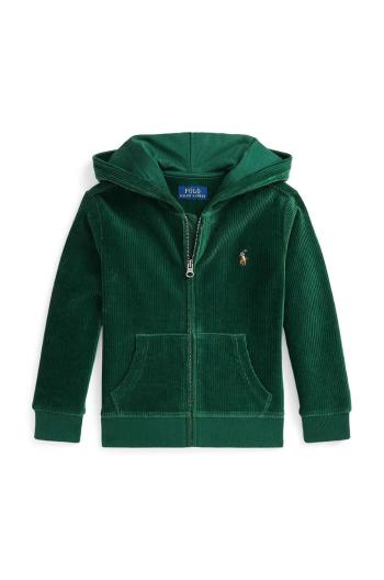 Dětská mikina Polo Ralph Lauren zelená barva, s kapucí, hladká, 322952461002