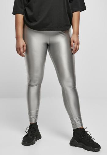 Urban Classics Ladies Highwaist Shiny Metallic Leggings darksilver - 4XL