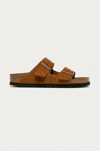 Semišové pantofle Birkenstock Arizona SFB dámské, hnědá barva, 1009527