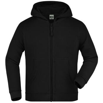 James & Nicholson Dětská mikina na zip s kapucí JN059k - Černá | XL