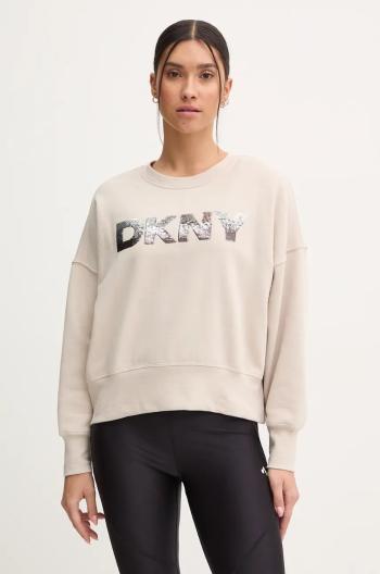 Mikina Dkny dámská, béžová barva, s aplikací, DP4T1071